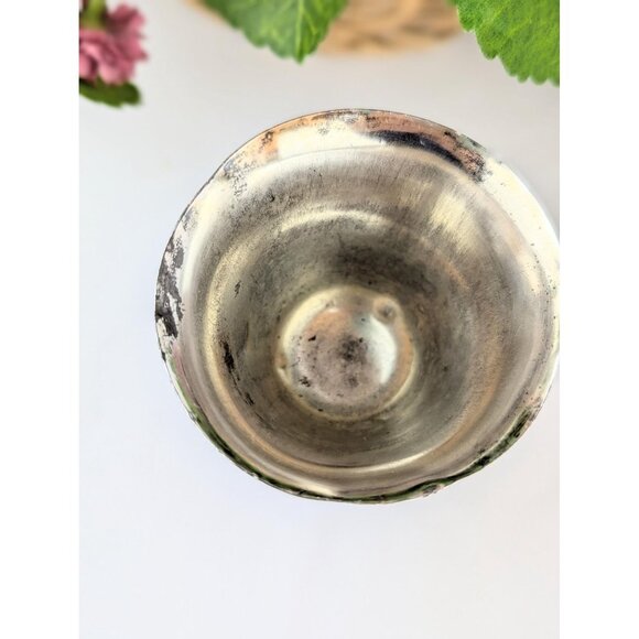 Vintage Distressed Silver Wine Goblet Rustic Aged Silver-Plated Water Goblet - Picture 8 of 9